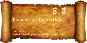 Burdovits Bereniké névjegykártya